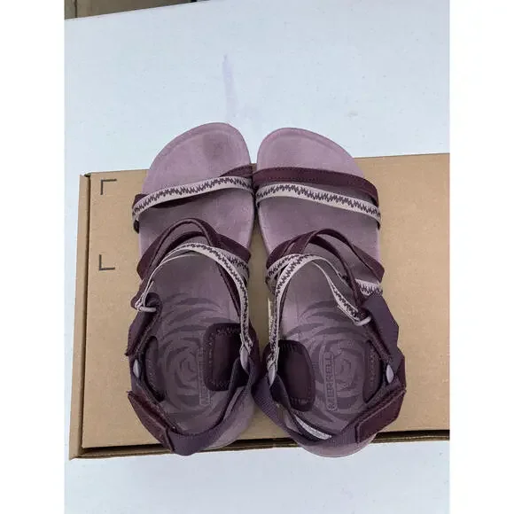 Merrell Women's Size 6 Terran 3 Cush Lattice Sandals Burgundy Leather J005662 - Picture 4 of 8